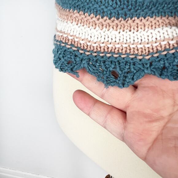 Say What? Blue and White Striped knit crochet halter top retro 90s Size Large - Picture 7 of 8